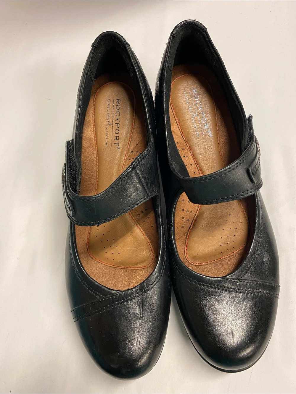 Rockport Black Leather Mary Jane Slip-On Flats size 8.5 H-1